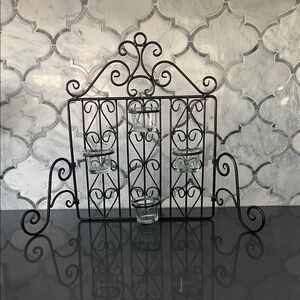 Wrought Iron Decorative Tea Light Holder with Glass Votives